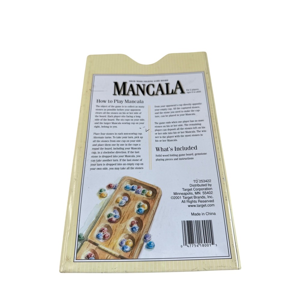 Mancala Solid Wood Folding Board Game with Gemstones Target 2001